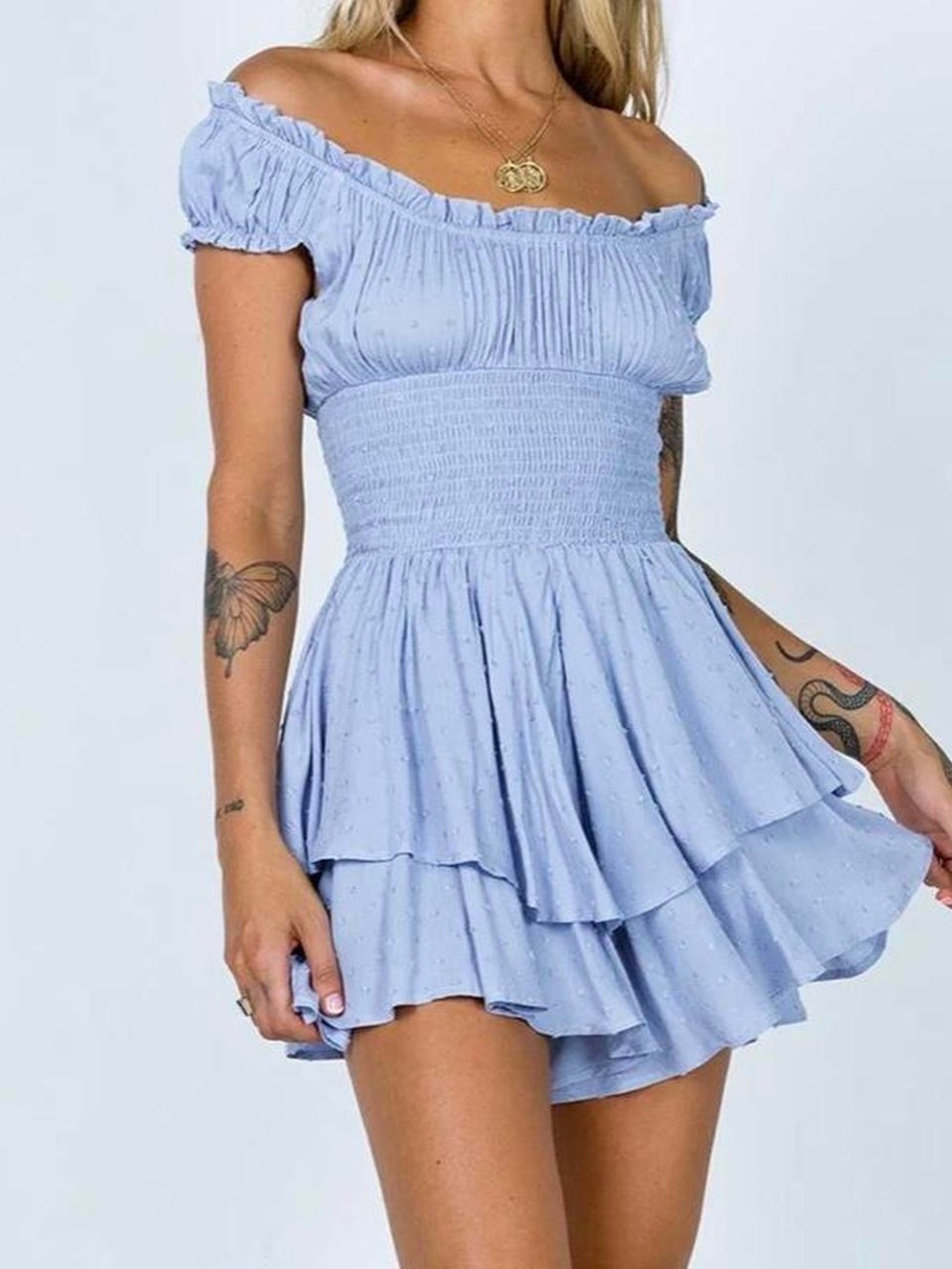 Princess Polly Light Blue Love Galore Romper